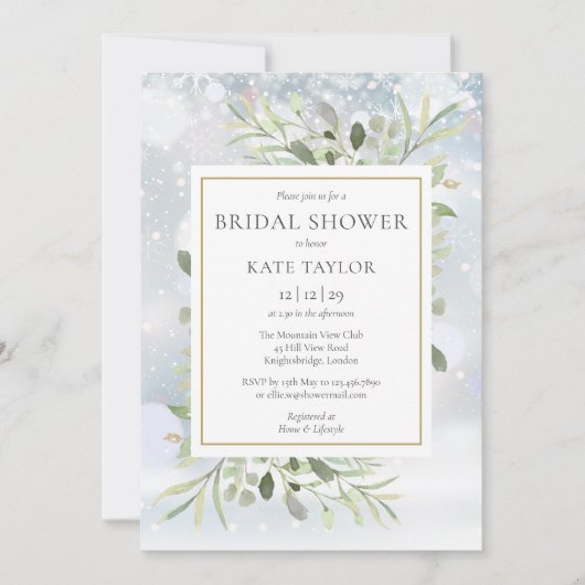 Invitation Végétation hivernale des neiges Code QR Fête des m (Devant)