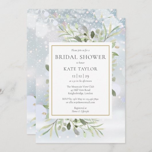 Invitation Végétation hivernale des neiges Code QR Fête des m (Devant / Derrière)