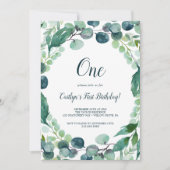 Invitation Végétation luxuriante et Eucalyptus Premier annive (Devant)