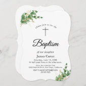 Invitation Végétation luxuriante & Eucalyptus Baptême Invitat (Devant / Derrière)