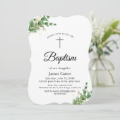 Invitation Végétation luxuriante & Eucalyptus Baptême Invitat (Debout devant)