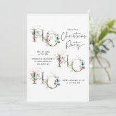 Invitation Végétation moderne et baies Ho Ho Ho Christmas Par (Debout devant)