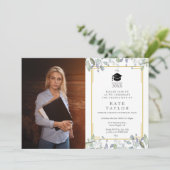 Invitation Végétation moderne Floral Graduation Party Photo (Debout devant)