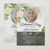 Invitation Végétation moderne Floral Photo Retraite Party (Devant / Derrière)