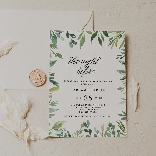 Invitation Végétation Moderne Foliage Botanique La Nuit Avant