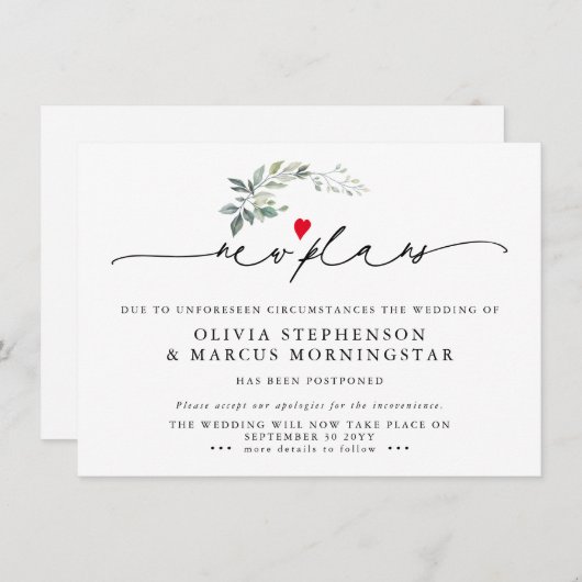 Invitation Végétation Moderne Reportée Événement Nouveaux Pla (Devant / Derrière)