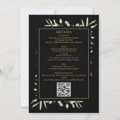 Invitation Végétation Noire Et Or Tout En Un Mariage Code QR (Dos)