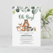 Invitation Végétation Oh Boy Bois Baby shower Animaux (Debout devant)
