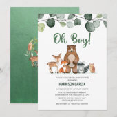 Invitation Végétation Oh Boy Bois Baby shower Animaux (Devant / Derrière)