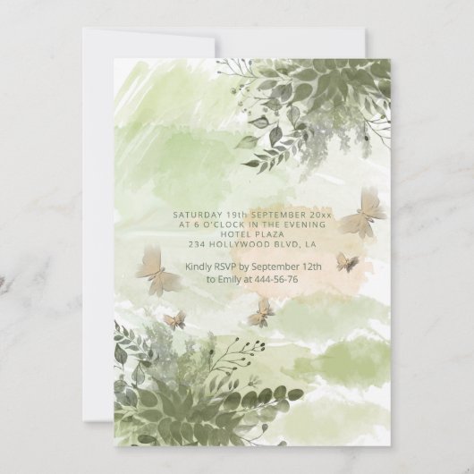 Invitation Végétation romantique Jardin des papillons Mis coi (Dos)