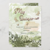 Invitation Végétation romantique Jardin des papillons Mis coi (Devant / Derrière)