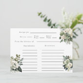 Invitation Végétation romantique Peony beige Mariage Recette (Debout devant)