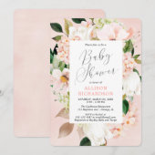 Invitation Végétation rose pâle baby shower floral printanier (Devant / Derrière)