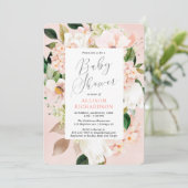 Invitation Végétation rose pâle baby shower floral printanier (Debout devant)
