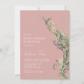 Invitation Végétation rose Rose | Élégant dîner d'anniversair (Devant)