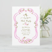 Invitation Végétation rose Whimsical Baby shower floral peint (Debout devant)