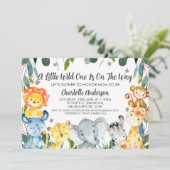 Invitation Végétation Sarafi Animaux Sauvage Un Baby shower (Debout devant)