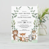 Invitation Végétation simple Baby shower animal forestier for (Debout devant)