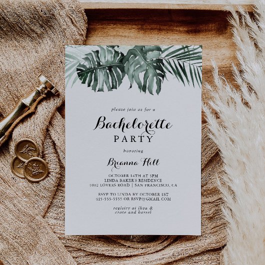 Invitation Végétation tropicale Bachelorette Florale Blanche