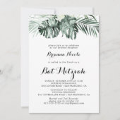 Invitation Végétation tropicale Blanc Floral Bat mitzvah (Devant)