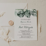 Invitation Végétation tropicale Blanc Floral Bat mitzvah<br><div class="desc">Cette invitation à la bat mitzvah à la végétation tropicale blanche et fleurie est parfaite pour un bat mitzvah rustique. Le design est composé de bouquets feuille de palmiers verts avec de belles fleurs blanches.</div>