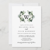 Invitation Végétation tropicale Blanc Floral Mariage (Devant)