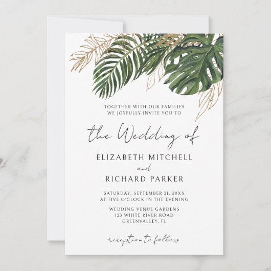 Invitation Végétation tropicale Botanique Mariage Boho d'été (Devant)