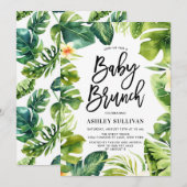 Invitation Végétation tropicale et Plumeria Baby shower Brunc (Devant / Derrière)