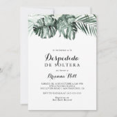 Invitation Végétation tropicale Fête des mariées espagnole bl (Devant)