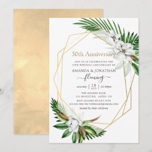 Invitation Végétation tropicale géométrique 50e anniversaire