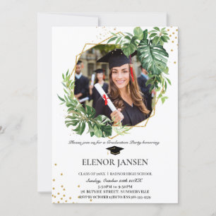 Invitation Végétation tropicale Géométrique Gold Graduation P