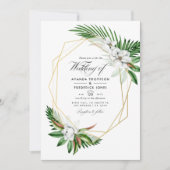 Invitation Végétation tropicale Photo Mariage géométrique (Devant)