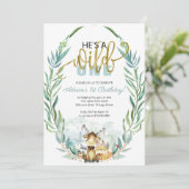 Invitation Végéty Woodland He's A Wild One First Birthday (Debout devant)