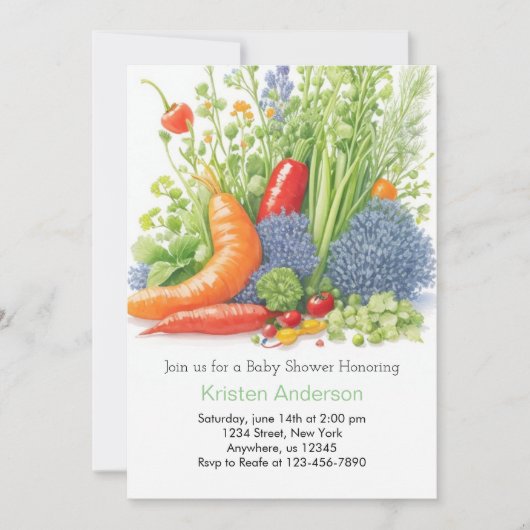 Invitation Veggie Garden Baby shower d'aventure (Devant)