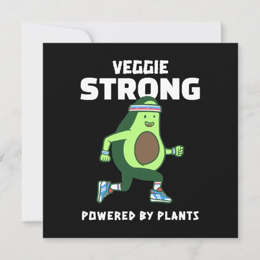 Invitation Veggie Strong, Alimenté par les plantes (Devant)