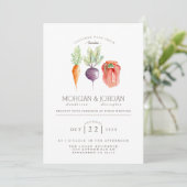 Invitation Veggie Trio | Mariage d'aquarelle végétale (Debout devant)