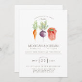 Invitation Veggie Trio | Mariage d'aquarelle végétale (Devant / Derrière)