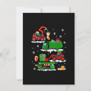 Invitation Véhicule de construction Camions rouges Noël Hiver