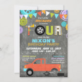 Invitation Véhicule Mécanique Gears Tools Chalkboard Annivers (Devant)