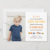 Invitation Véhicules de construction Boy Anniversaire Photo (Devant)