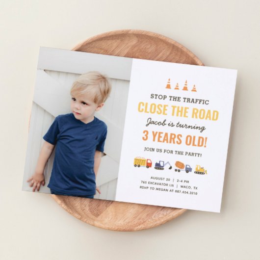 Invitation Véhicules de construction Boy Anniversaire Photo
