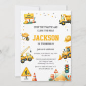 Invitation Véhicules de construction Camion de vidage Bulldoz (Devant)