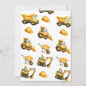 Invitation Véhicules de construction Camion de vidage Bulldoz (Dos)