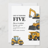 Invitation Véhicules de Construction Fête d'Anniversaire Cami (Devant)