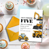 Invitation Véhicules de Construction Fête d'Anniversaire Cami