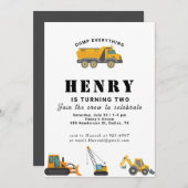 Invitation Véhicules de construction Garçon Anniversaire (Devant / Derrière)