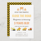 Invitation Véhicules de construction Garçon fête d'anniversai (Devant / Derrière)