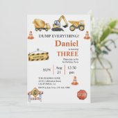 Invitation Véhicules de construction Garçon fête d'anniversai (Debout devant)