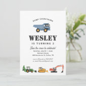 Invitation Véhicules de construction Garçon fête d'anniversai (Debout devant)