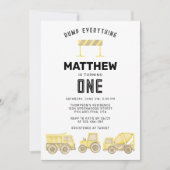 Invitation Véhicules de construction simple Premier anniversa (Devant)